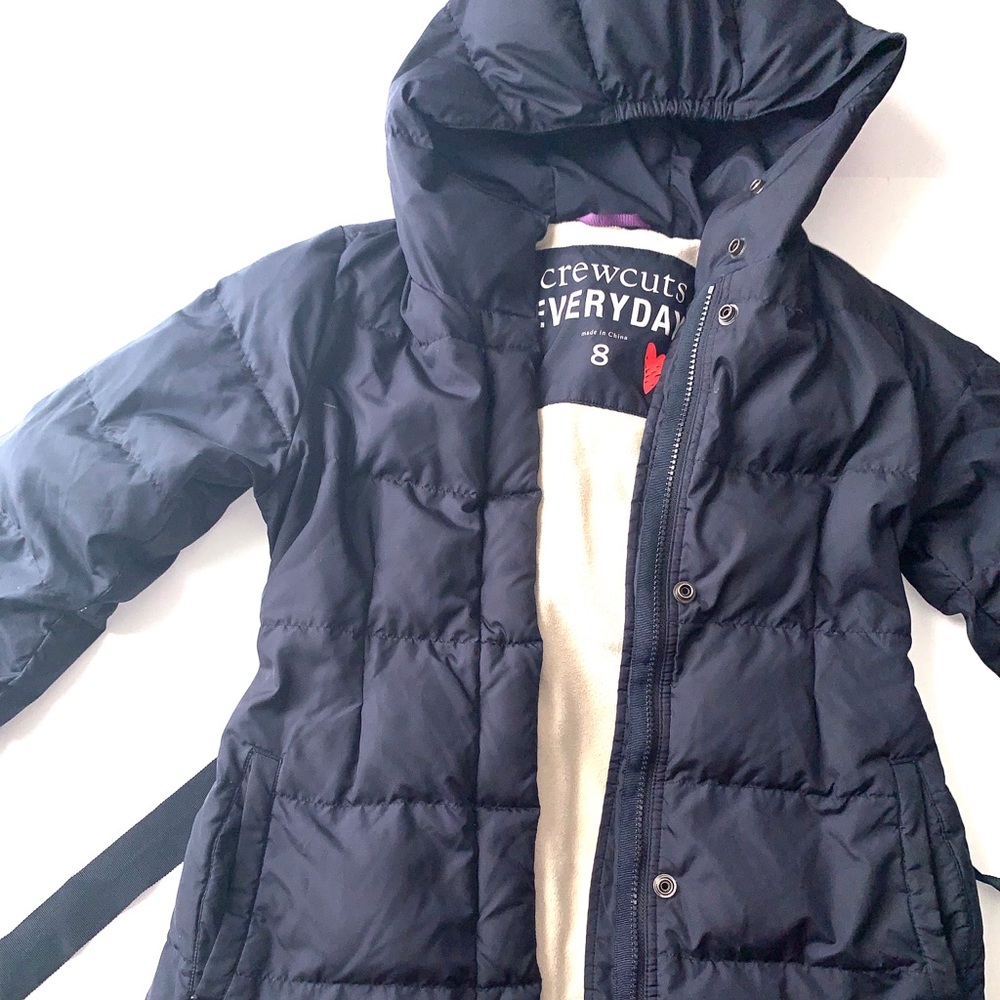 J Crew Crewcuts Girls Down Parka Coat Ribbon Bow